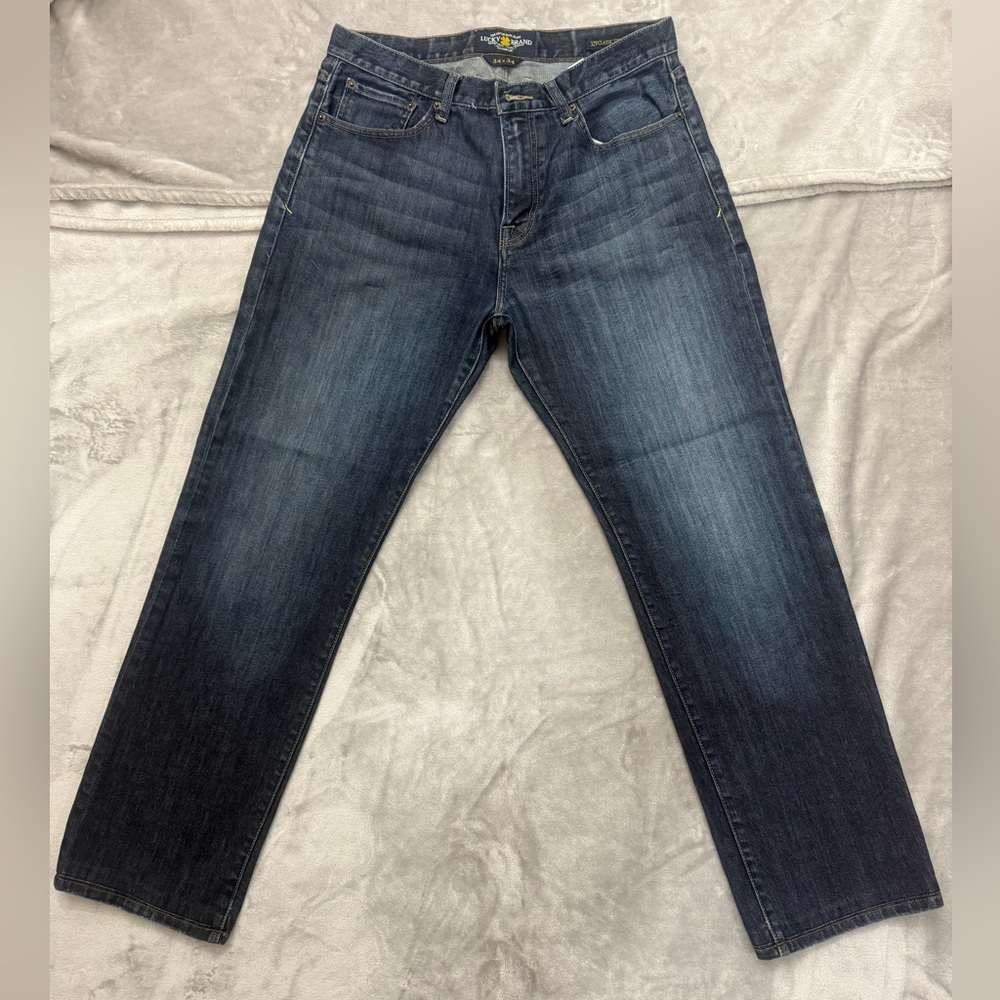 Lucky Brand 329 Classic Straight Jeans Dist Men’s 34X34 Blue (meas  34x32)